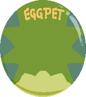 Tamagotchi-style egg background, striped.